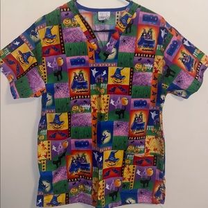 WS Fundamentally Halloween Scrub Top New Without Tag